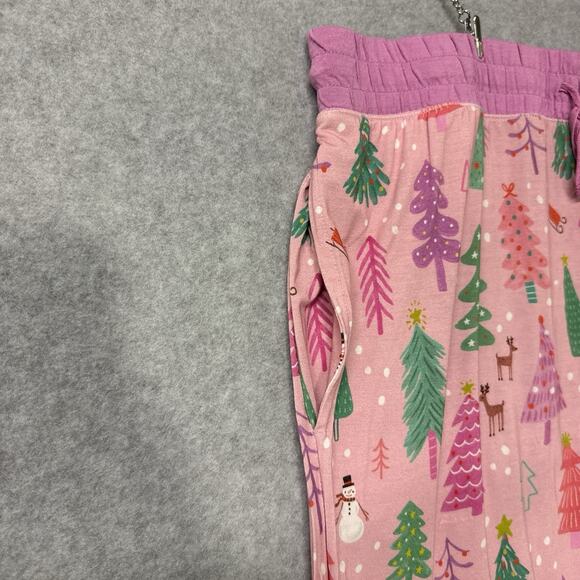 Little Sleepies Pink Merry & Bright Lunaluxe Bamboo Pajama Set Women’s Large - Picture 8 of 9